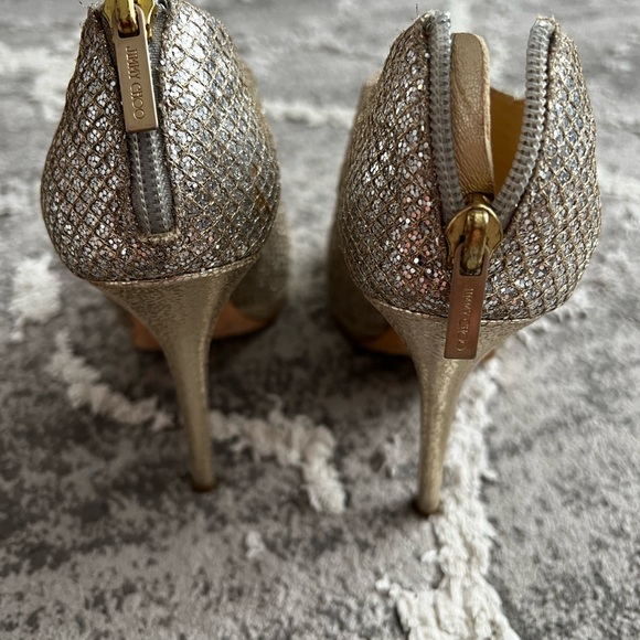 Beautiful Jimmy Choo Sparkly open toe Booties - Picture 2 of 7